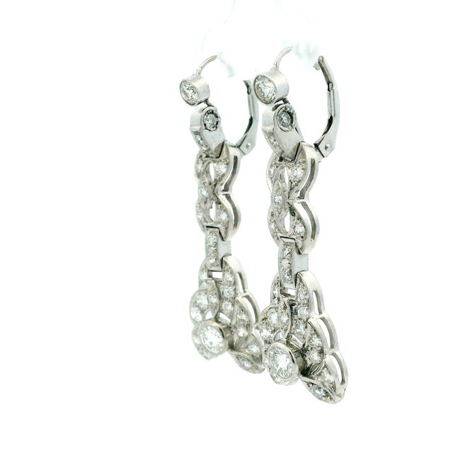 One-of-a-Kind Talia Jade Deco Revival Diamond Drop Earrings Platinum 5.50 Ct For Sale - Image 10 of 11