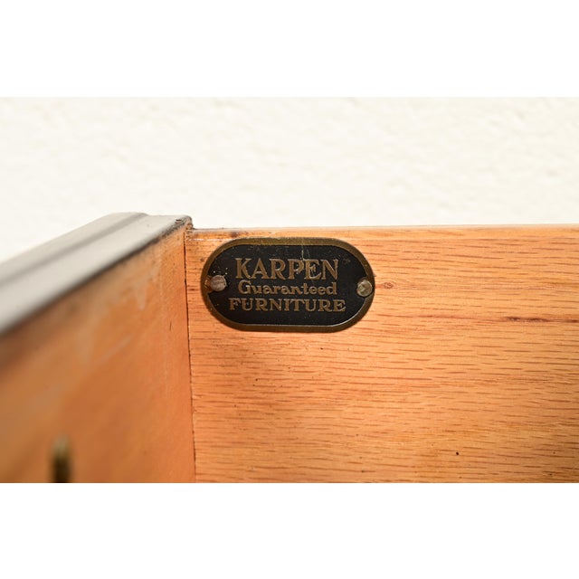 Karpen of California Mid-Century Modern Hollywood Regency Black Lacquered Nightstands | Circa 1950s For Sale - Image 9 of 15