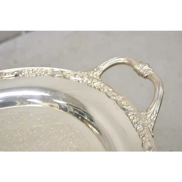 Late 20th Century Wm Rogers & Son Victorian Rose 1982 Silver Plated Oval Serving Platter Tray For Sale - Image 4 of 12