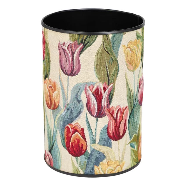 Spring Tulips Tapestry Waste Bin For Sale