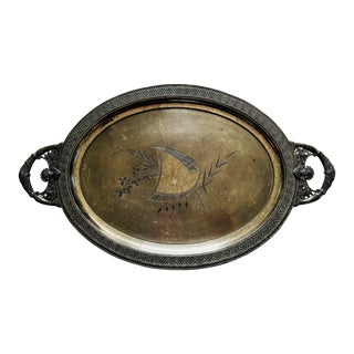 Large Antique 19th Century Taunton Silver Plate Company Art Nouveau Tray With Handles For Sale