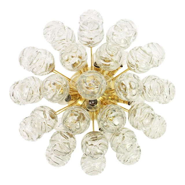 Glass Sputnik Flush Mount Snowballs from Doria, Germany, 1970s For Sale