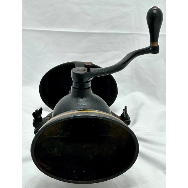 Rare Large Size Antique Enterprise #350 American Cast Iron Wall Mount Hand Crank Coffee Grinder For Sale - Image 15 of 18