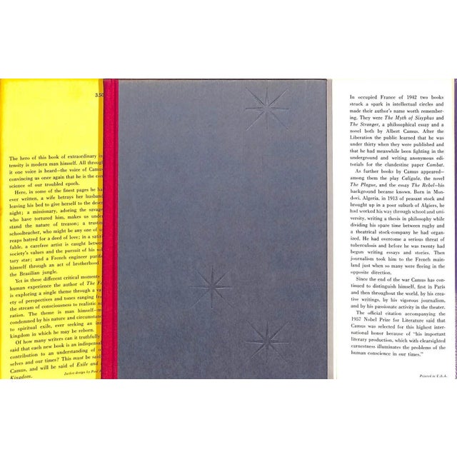 CAMUS, Albert [213] pp. Alfred A. Knopf 1958 First Edition 7 3/4" x 5 1/2" Jacket design by Paul Rand Awarded the Nobel...