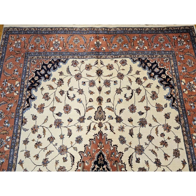 Vintage Tabriz Room Size Rug, Hand-Knotted Wool, Floral Design, 1970s For Sale In Chicago - Image 6 of 12