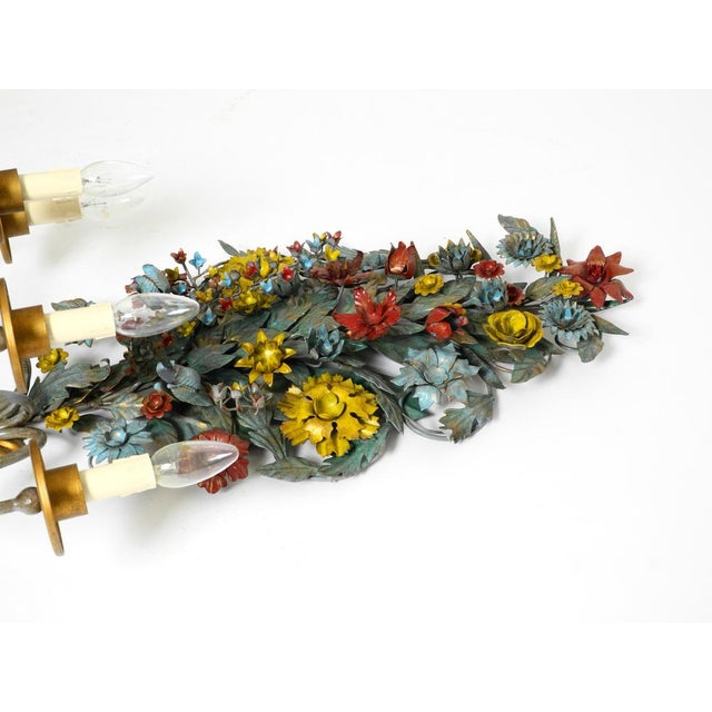 Vintage Hand-Painted and Gilded Metal Wall Lamp by Hans Möller, 1960s For Sale - Image 11 of 18