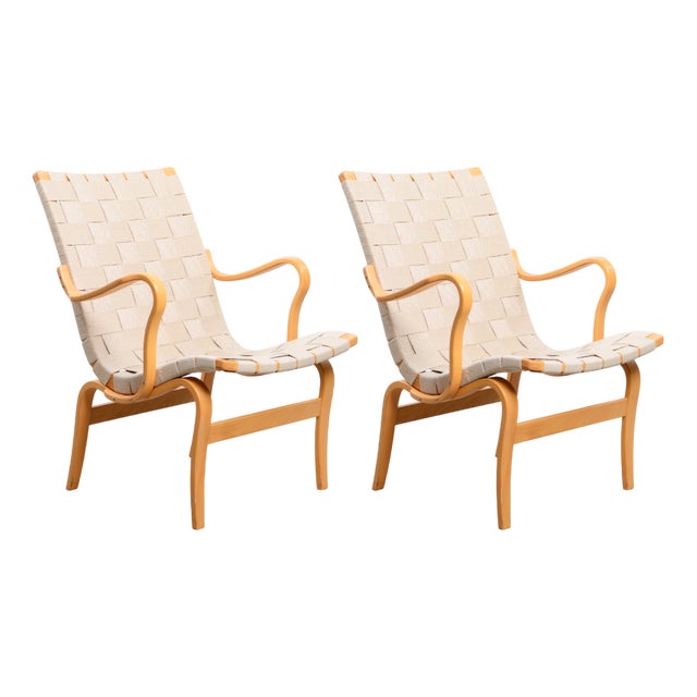 Vintage Eva Lounge Chairs by Bruno Mathsson for Firma Karl Mathsson, 1960s, Set of 2 For Sale