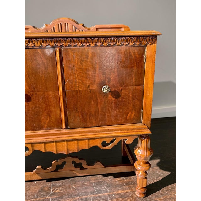 Antique Jacobean Revival Cabinet Sideboard Server Bar-Storage Buffet-Tudor-Entry For Sale - Image 10 of 12