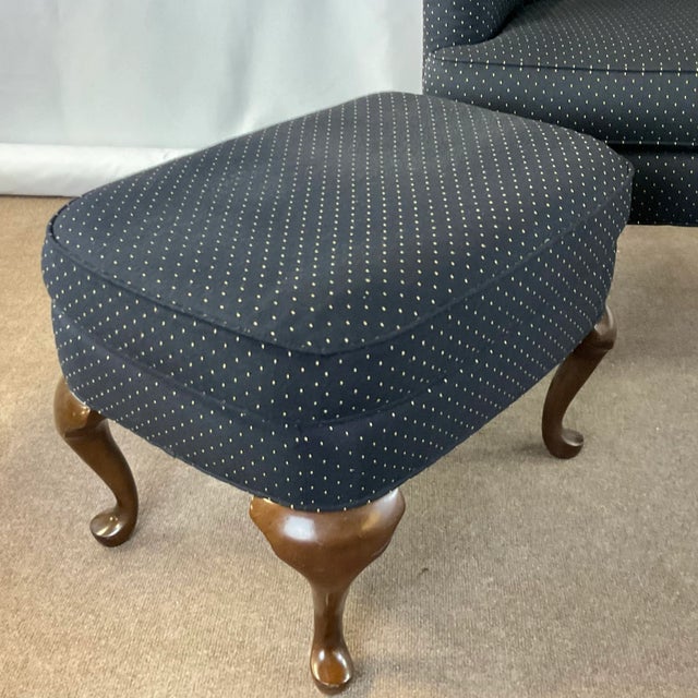 Drexel Heritage Vintage Traditional Queen Anne Drexel Wing Chair and Ottoman - 2 Piece Set For Sale - Image 4 of 12