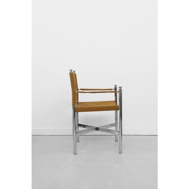 Late 20th Century Chrome and Corduroy Arm Chair For Sale - Image 4 of 6