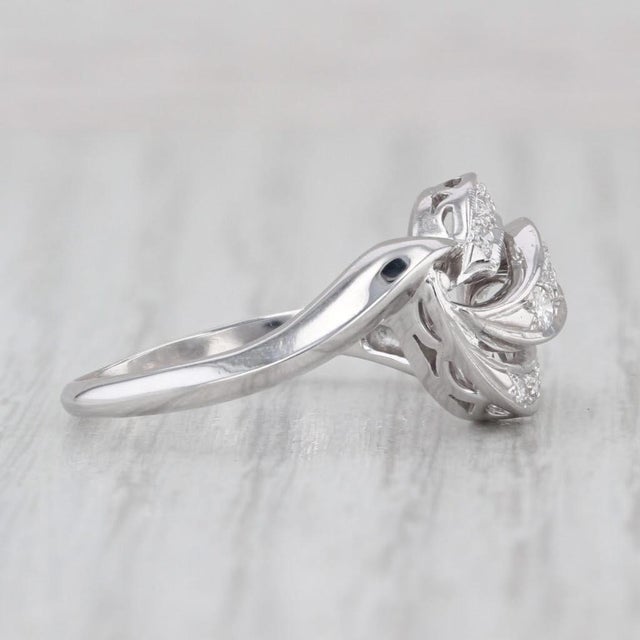 2010s 0.18ctw Scalloped Diamond Ring 14k White Gold Size 7.5 For Sale - Image 5 of 8