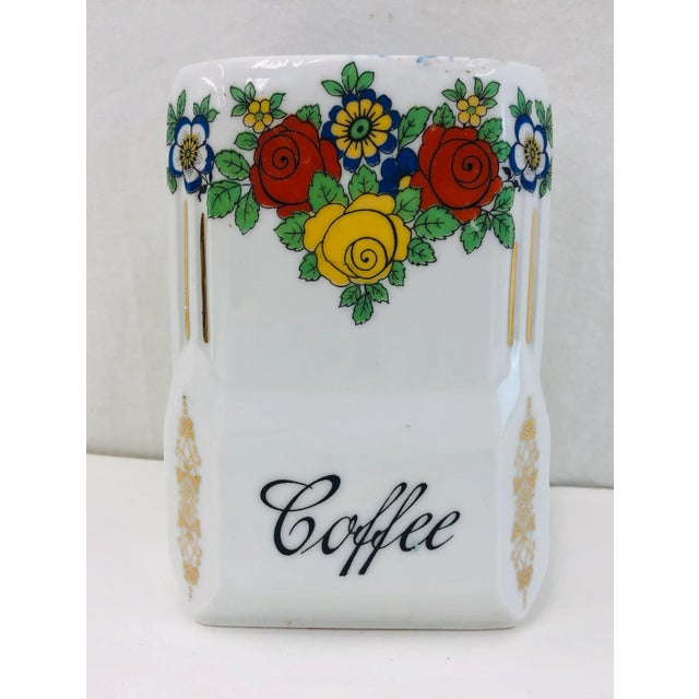 Stunning Antique Bohemian Art Nouveau Style Hand Painted Spice Jar / Porcelain Coffee Container. Made in Czech Slovakia by...