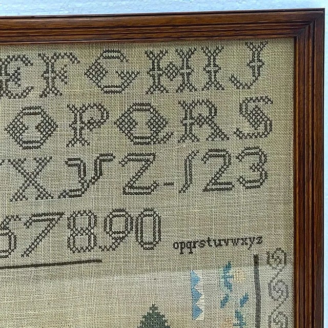 American Schoolgirl Silk Thread Needlework Sampler For Sale - Image 12 of 16