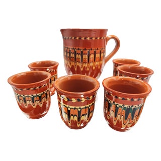 Mid-Century Bulgarian Jug and Cups, 1960s, Set of 7 For Sale
