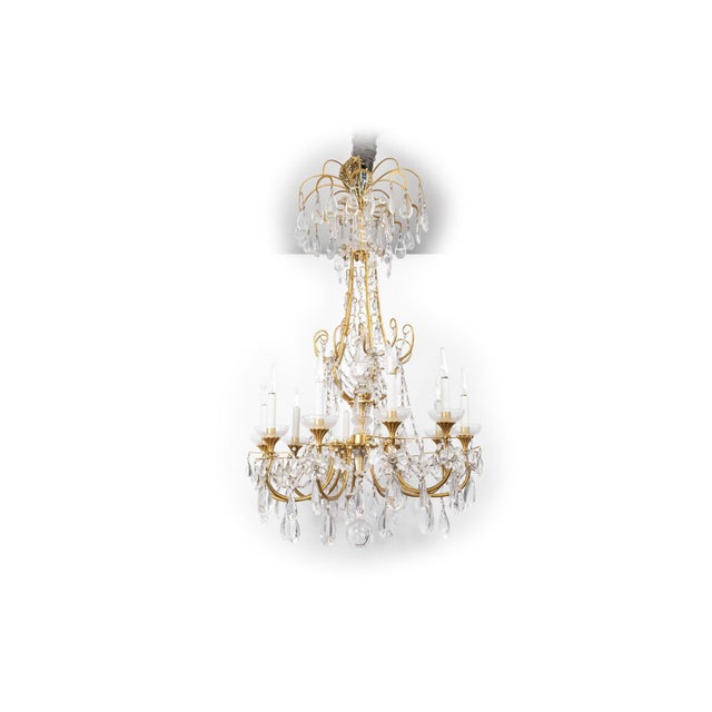 Chandelier in Crystal and Gilt Bronze, 1950s For Sale - Image 12 of 12