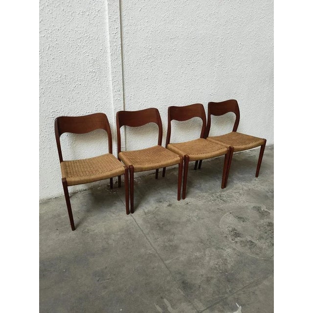 Mid-Century Teak Extendabe Table and Chairs from Moller, Denmark, Set of 5 For Sale - Image 11 of 18