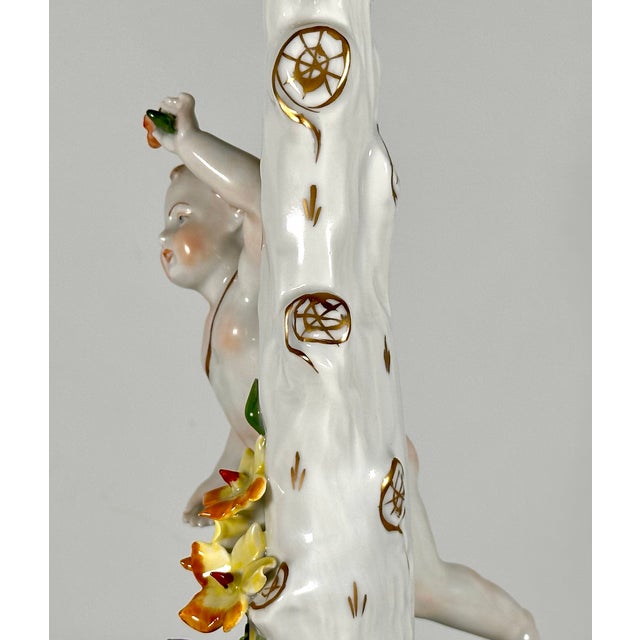 Carl Thieme Dresden Porcelain Figural Putto Candlestick For Sale - Image 6 of 18
