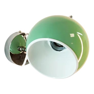 Space Age Adjustable Silver and Aqua Green Wall Light For Sale