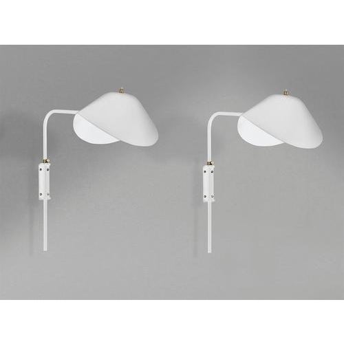 Mid-Century Modern White Anthony Wall Lamps by Serge Mouille, Set of 2 For Sale - Image 3 of 7