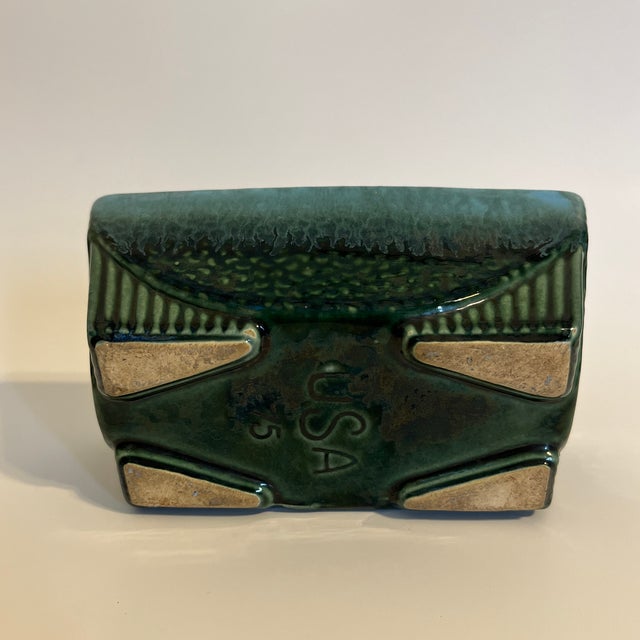 Mid-Century Blue Ceramic Planter For Sale - Image 4 of 5