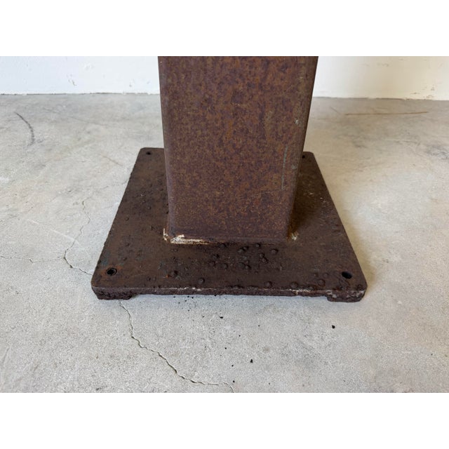 Vintage Brutalist Metal Garden Pedestal With Embossed Top For Sale In Miami - Image 6 of 12