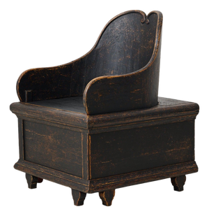 Antique Folk Art Chair with Storage, 1800s