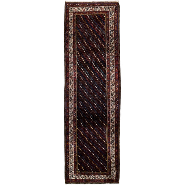 Multicolor Vintage Kurd Handmade Geometric Designed Wool Runner For Sale - Image 11 of 11