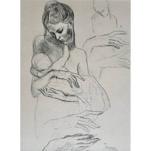 This is an extraordinarily RARE Pablo Picasso lithograph, titled "A Mother and Child and Four Studies of Her Right Hand"....
