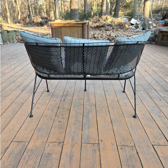 Late 20th Century Outdoor Patio Wrought Iron Bench in Great Condition With Plush Cushions For Sale - Image 11 of 13