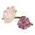 Bochic "Orient" Vintage Carved Pink Quartz & Amethyst Ring Set In 18K Gold & Silver For Sale
