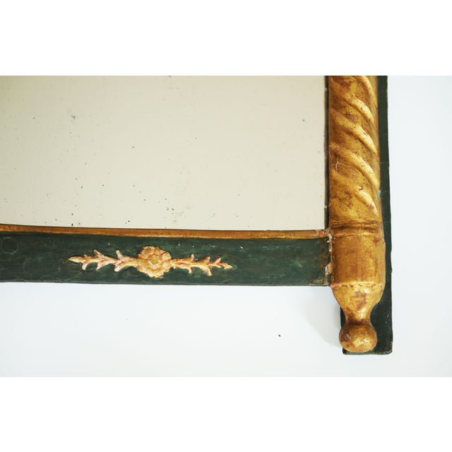 Antique French Rectangular Mirror in Green Lacquered and Gilded Wood, 1800s For Sale - Image 6 of 10