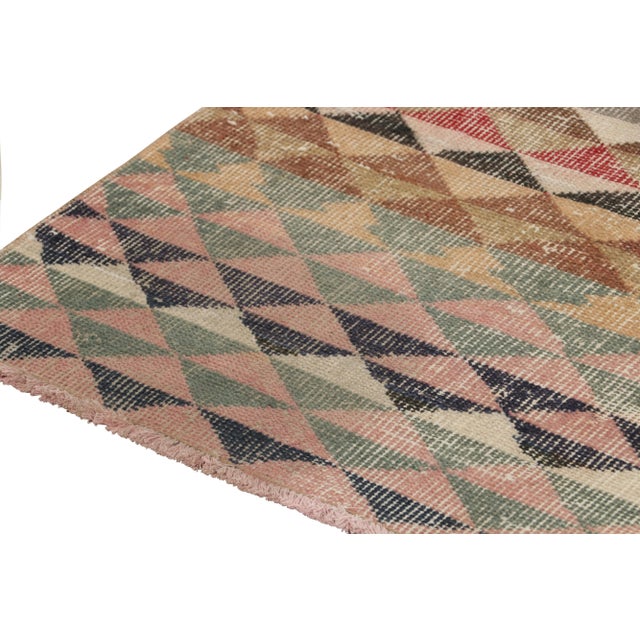 1960s 1960s Vintage Zeki Müren Runer in Polychromatic Geometric Pattern by Rug & Kilim For Sale - Image 5 of 8