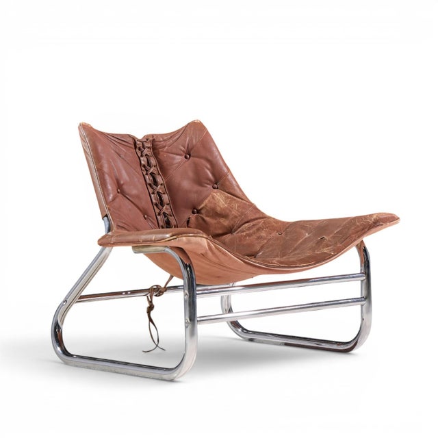 Johan Bertil Häggström for Swed-Form Mid Century Swedish Leather and Chrome Corset Chairs - Pair For Sale - Image 12 of 12