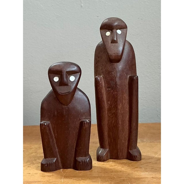 Vintage Abstract Carved Wood Figures - Set of Two For Sale - Image 12 of 12