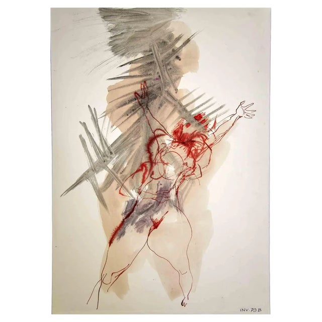 Leo Guida, Figure, Watercolor, 1970s For Sale