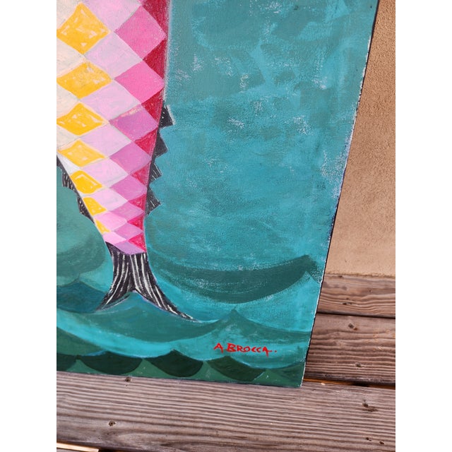 Surrealism Brocca Surrealism Fish Painting For Sale - Image 3 of 9
