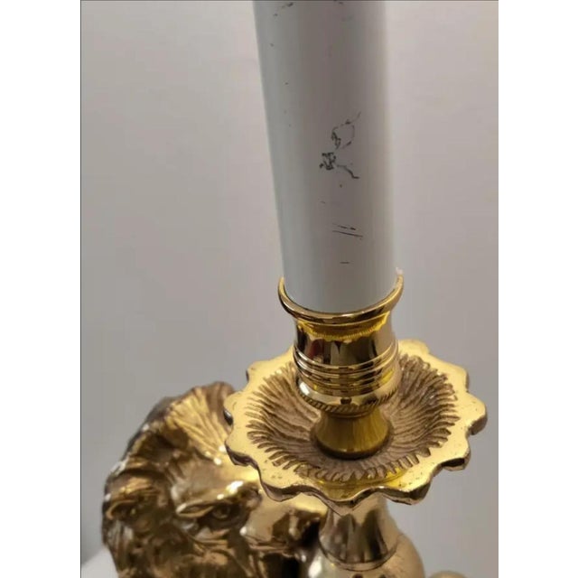 Late 20th Century Vintage French Brass Figural Prancing Lion Table Lamp For Sale - Image 5 of 10