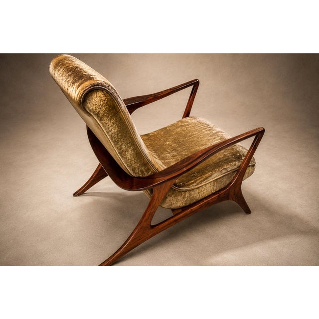Vladimir Kagan Lounge Chair in Brazilian Rosewood & Velvet, Brazil, 1958 For Sale In New York - Image 6 of 18