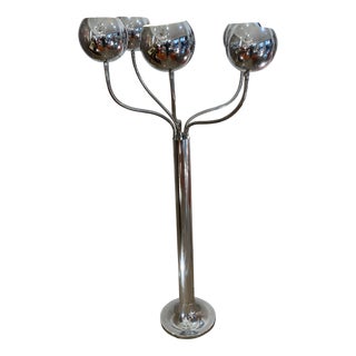 Vintage Chrome Floor Lamp with 5 Globes attributed to Reggiani, Italy, 1970s For Sale