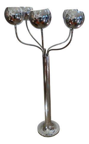 Vintage Chrome Floor Lamp with 5 Globes attributed to Reggiani, Italy, 1970s