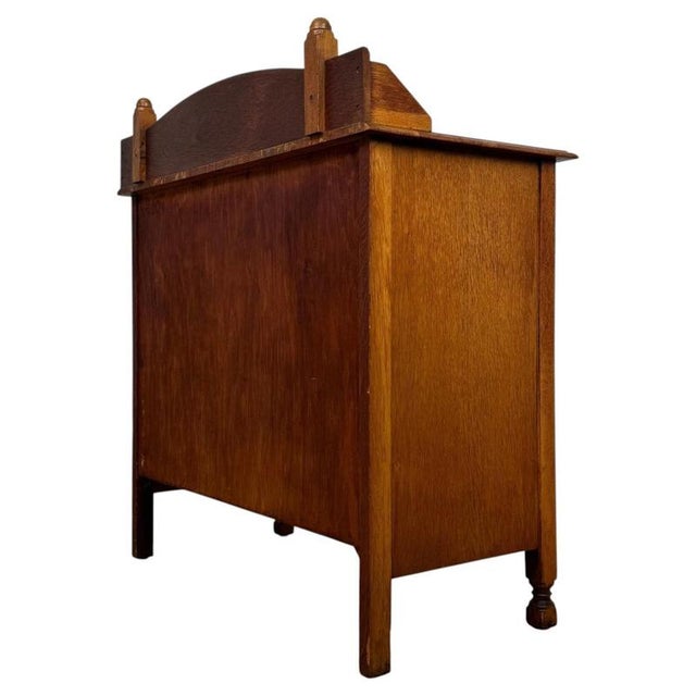Brown Antique Early 20th Century English Edwardian Oak Chest of Drawers For Sale - Image 8 of 12