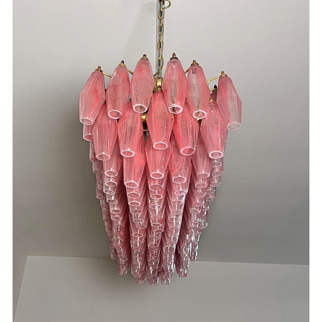 Mid-Century Modern Pink Alabaster Murano Glass Poliedri Chandelier by Carlo Scarpa, 1990 For Sale - Image 3 of 18