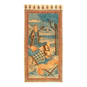 Early 20th Century Persian Well Made Pictorial Handmade Umar Khayyam Textile Hanging