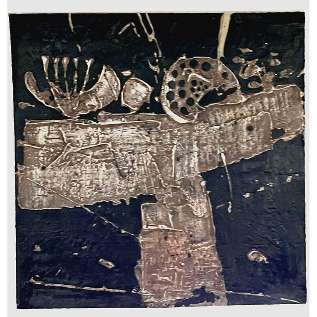 1970s Borje Skohg Gustavsberg Silvered Polychrome Stoneware Abstract Modenist Wall Reliefs -- Offered as a Pair For Sale - Image 9 of 16