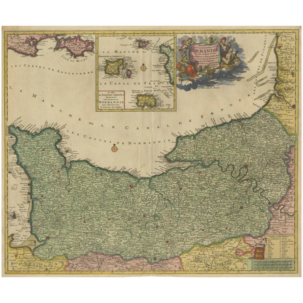Normandy Map by Frederick De Wit, 1705 | Chairish