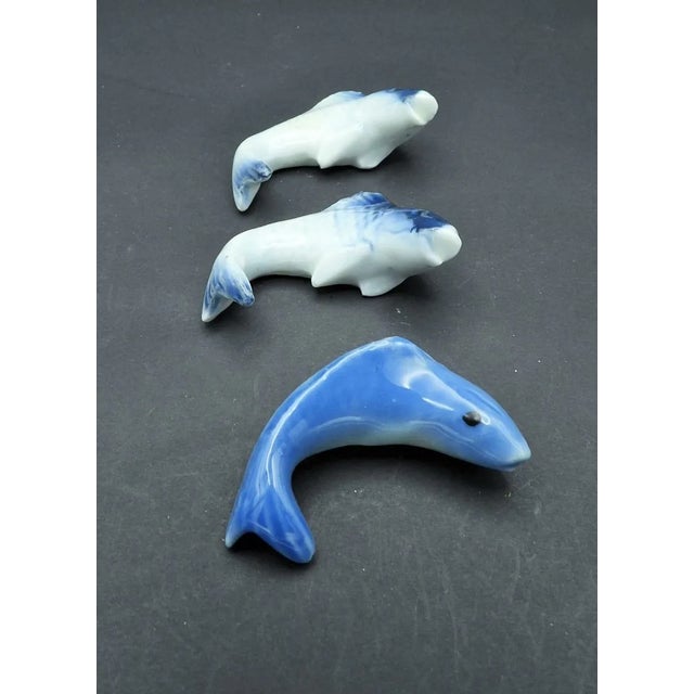 Japanese Vintage 1960s 1970s Japanese Fish Shaped Porcelain Chopstick Rests Holders- Set of 11 For Sale - Image 3 of 6