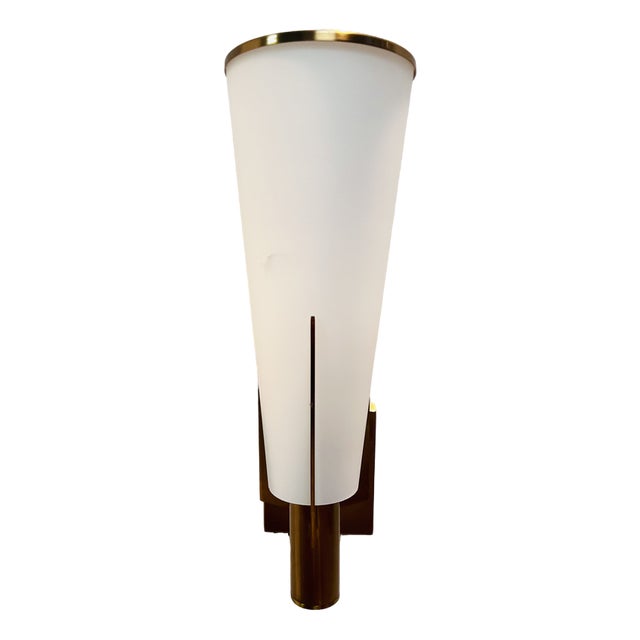 Wall Light in Brass and Opaline, 1950s For Sale