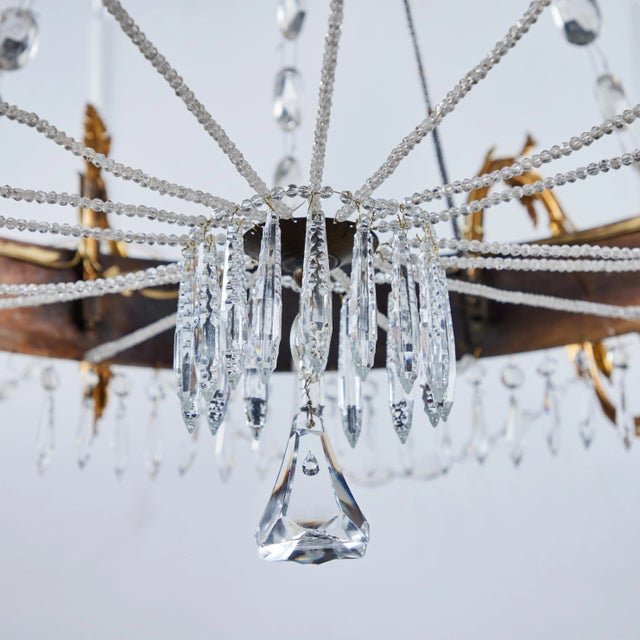 Painted and Gilded Bronze Crystal Chandelier For Sale In Los Angeles - Image 6 of 7
