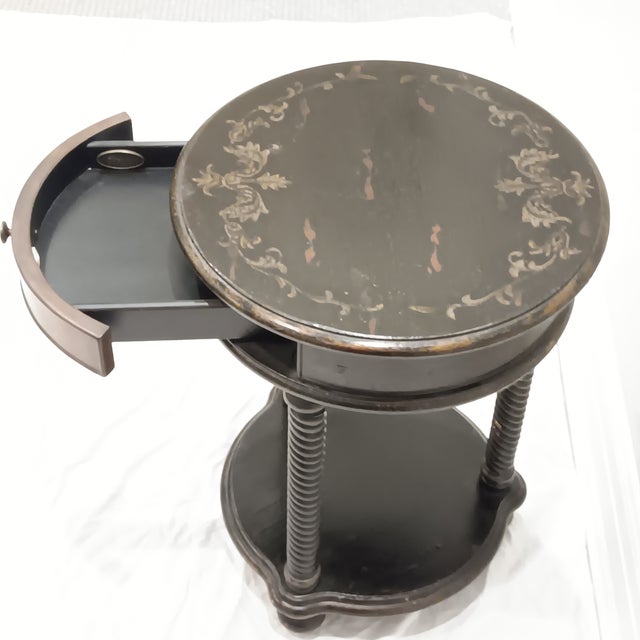 Mid-Century Modern Vintage Hitchcock Ebonized Round Hooker Side/End Table For Sale - Image 3 of 14