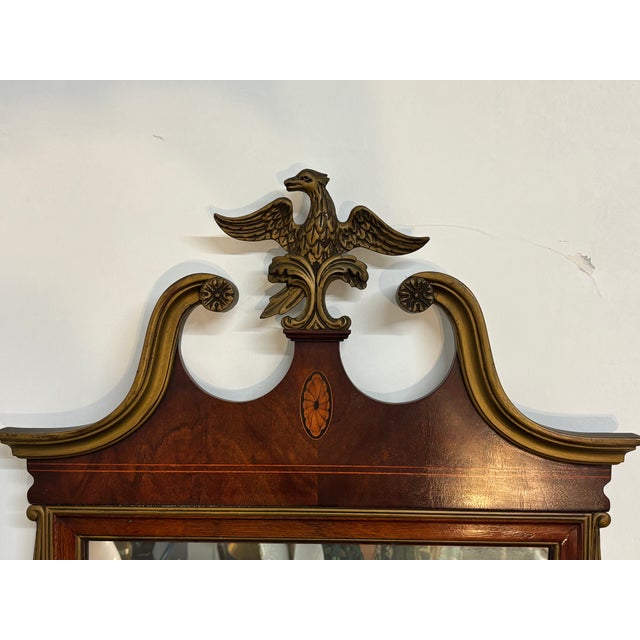 Wood Federal Style Mahogany Wall Mirror With Gilt Eagle Crest For Sale - Image 7 of 7